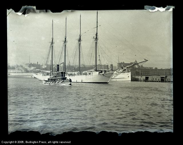 Boston Harbor Tug and Four Mast Ship